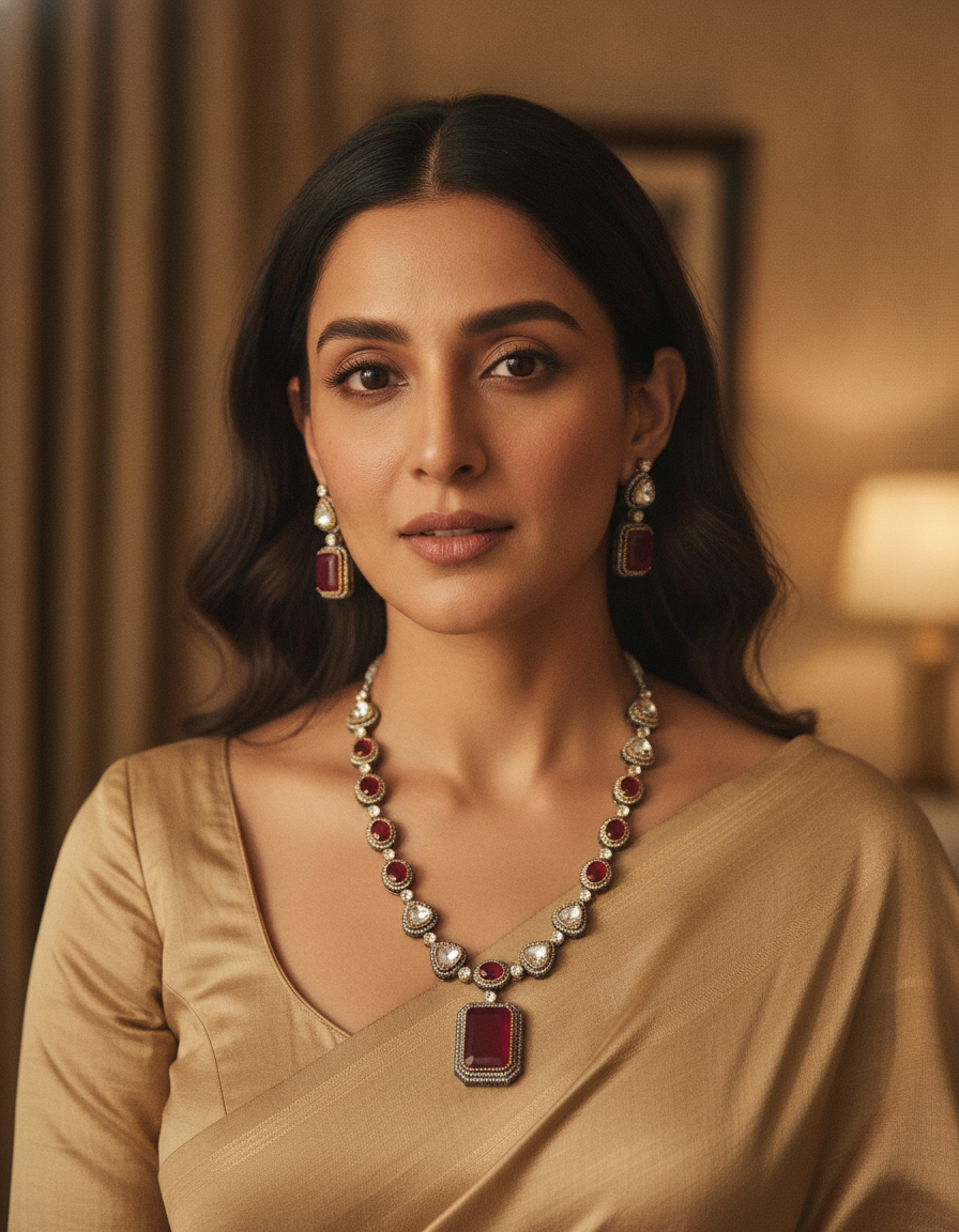 Hana · Ruby Polki Oxidized Necklace Set | Allure Jewelry by Rushi