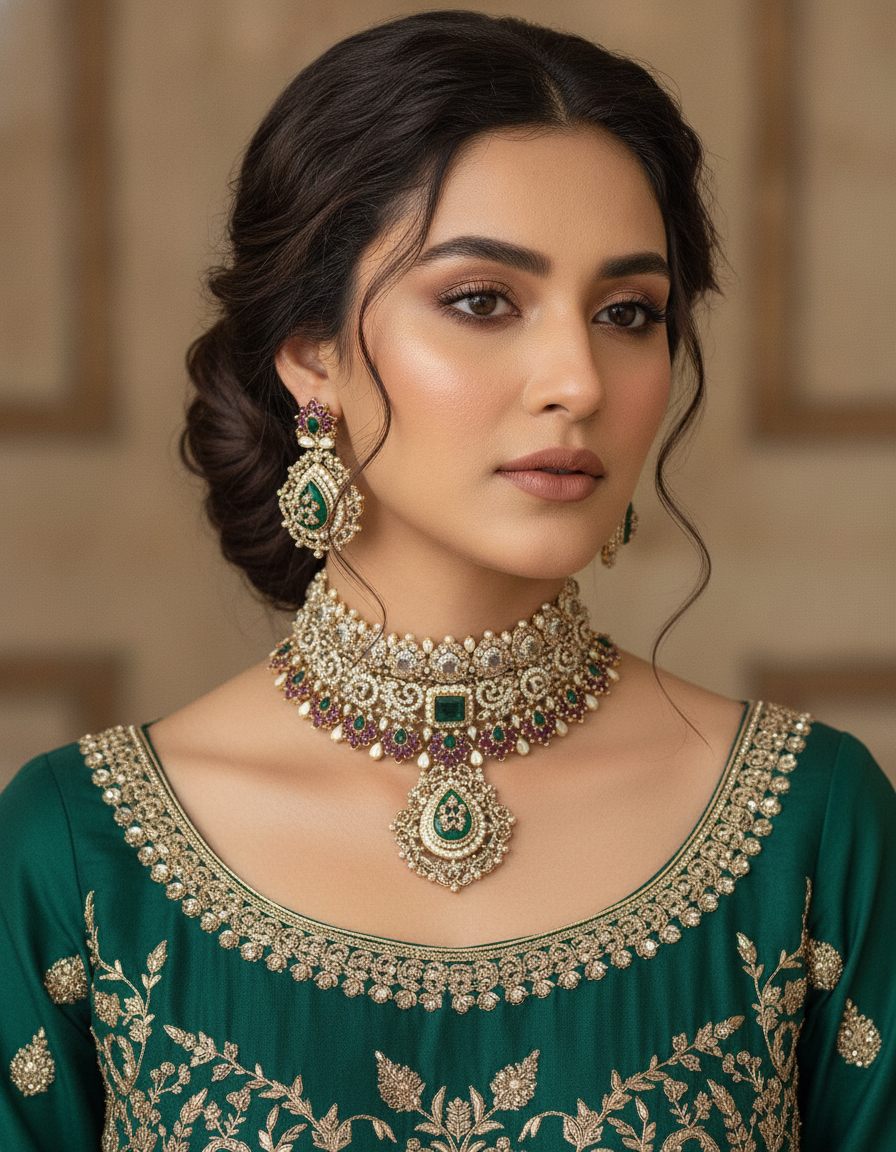 Maryam · Polki Emerald Choker Set | Allure Jewelry by Rushi