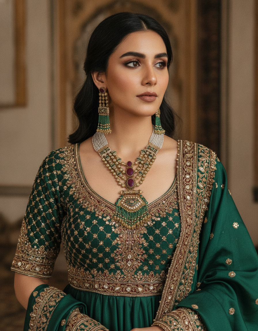 Aria · Pearl Kundan Ruby Green Set | Allure Jewelry by Rushi
