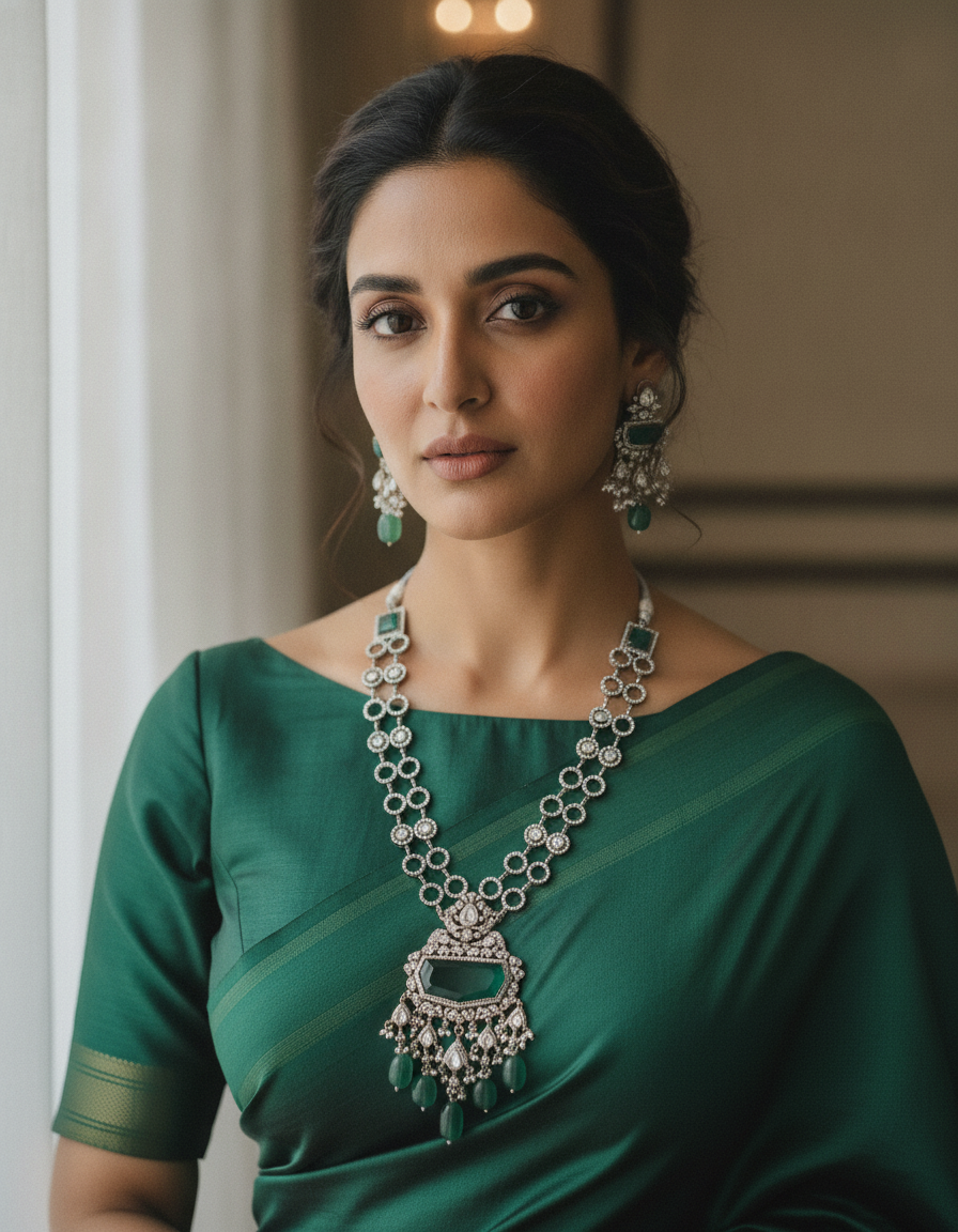 Alizeh · Emerald AD Necklace Set | Allure Jewelry by Rushi