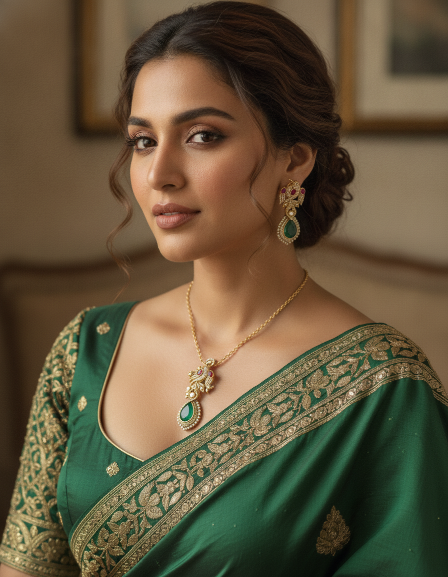 Maham · Green Ruby AD Pendant Set | Allure Jewelry by Rushi