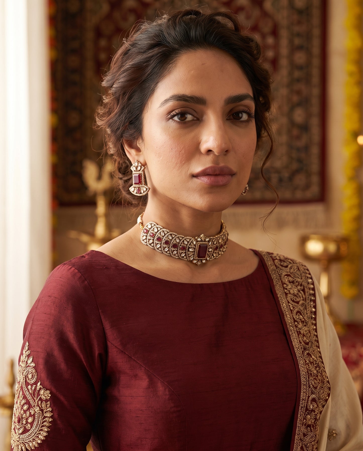 Anjali · Maroon AD Choker Set | Allure Jewelry by Rushi