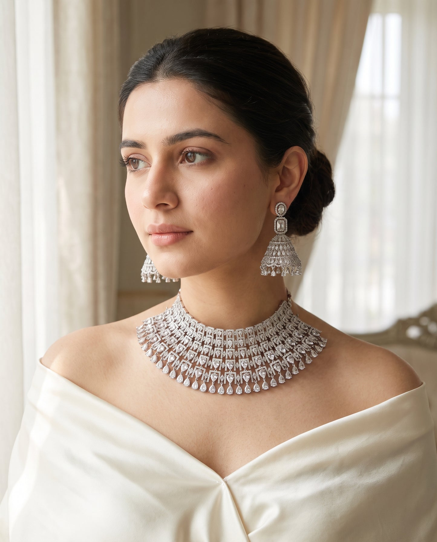 Aditi · Silver AD Choker Set | Allure Jewelry by Rushi