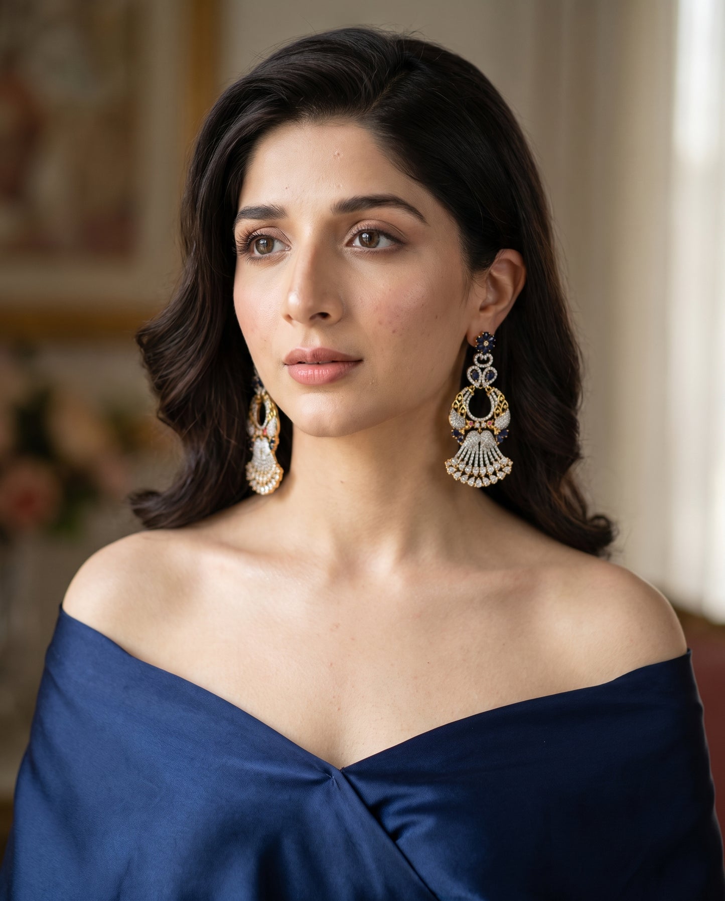 Harleen · Navy Blue AD Chandelier Earrings | Allure Jewelry by Rushi