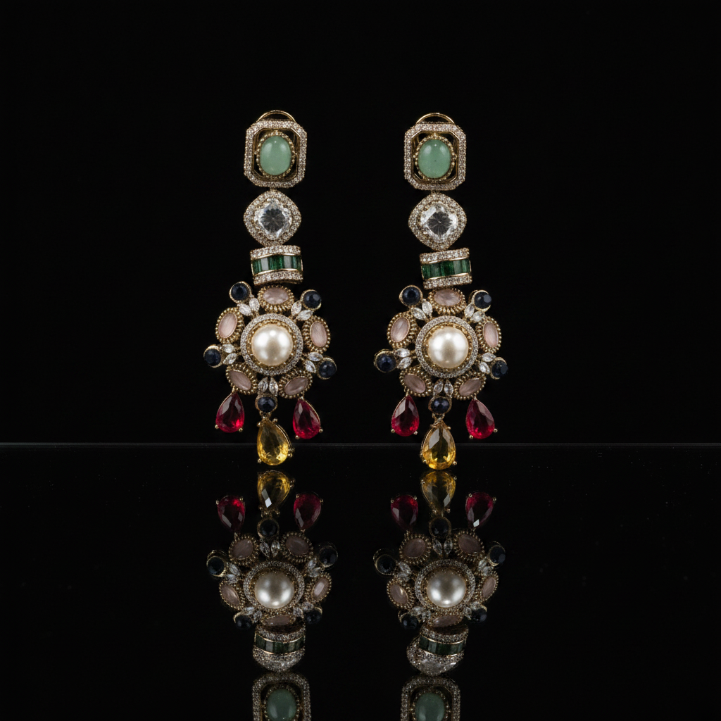 Layla · Multi · stone Pearl Drop Earrings | Allure Jewelry by Rushi
