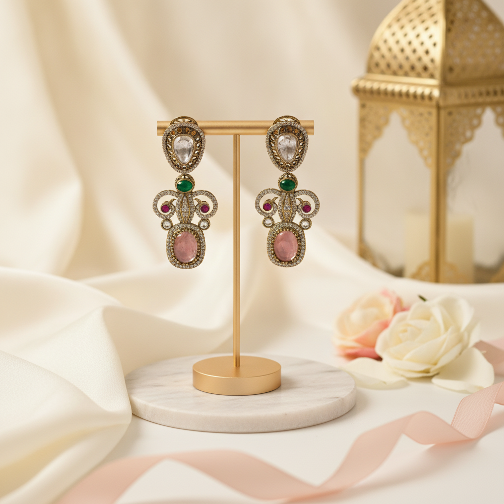 Myra · Gold AD Gemstone Earrings | Allure Jewelry by Rushi