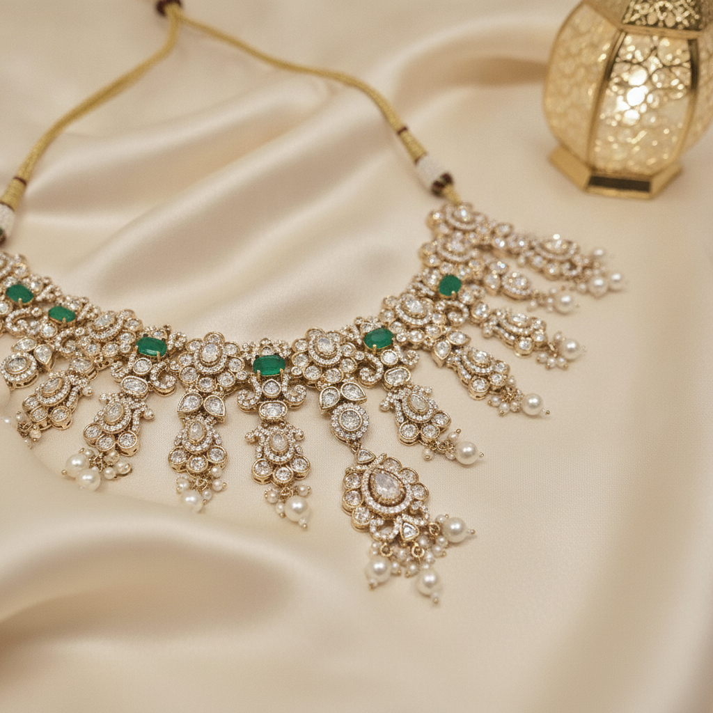 Anvi · Gold Polki Emerald Set | Allure Jewelry by Rushi