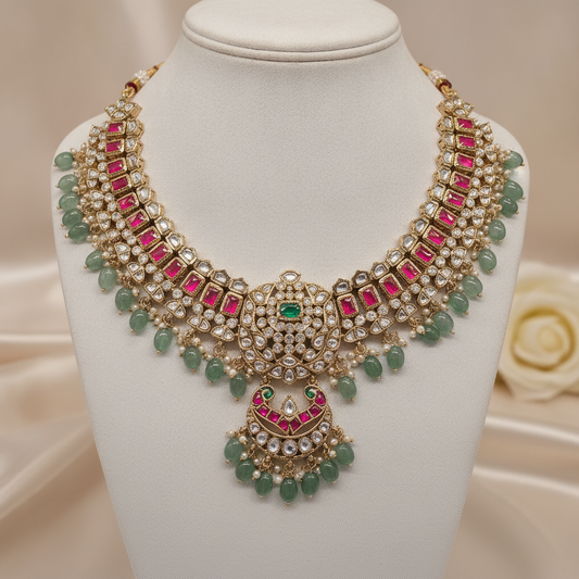 Zara · Gold Kundan Ruby Emerald Set | Allure Jewelry by Rushi