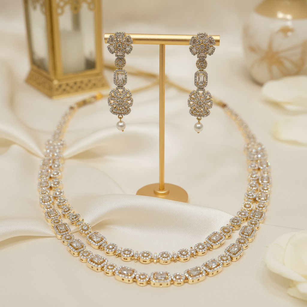 Arisha · Gold AD Necklace Set | Allure Jewelry by Rushi