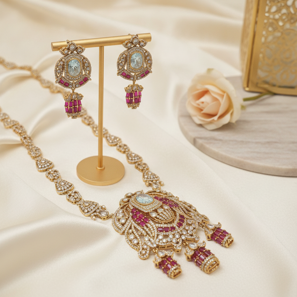 Yasmin · Ruby AD Necklace Set | Allure Jewelry by Rushi