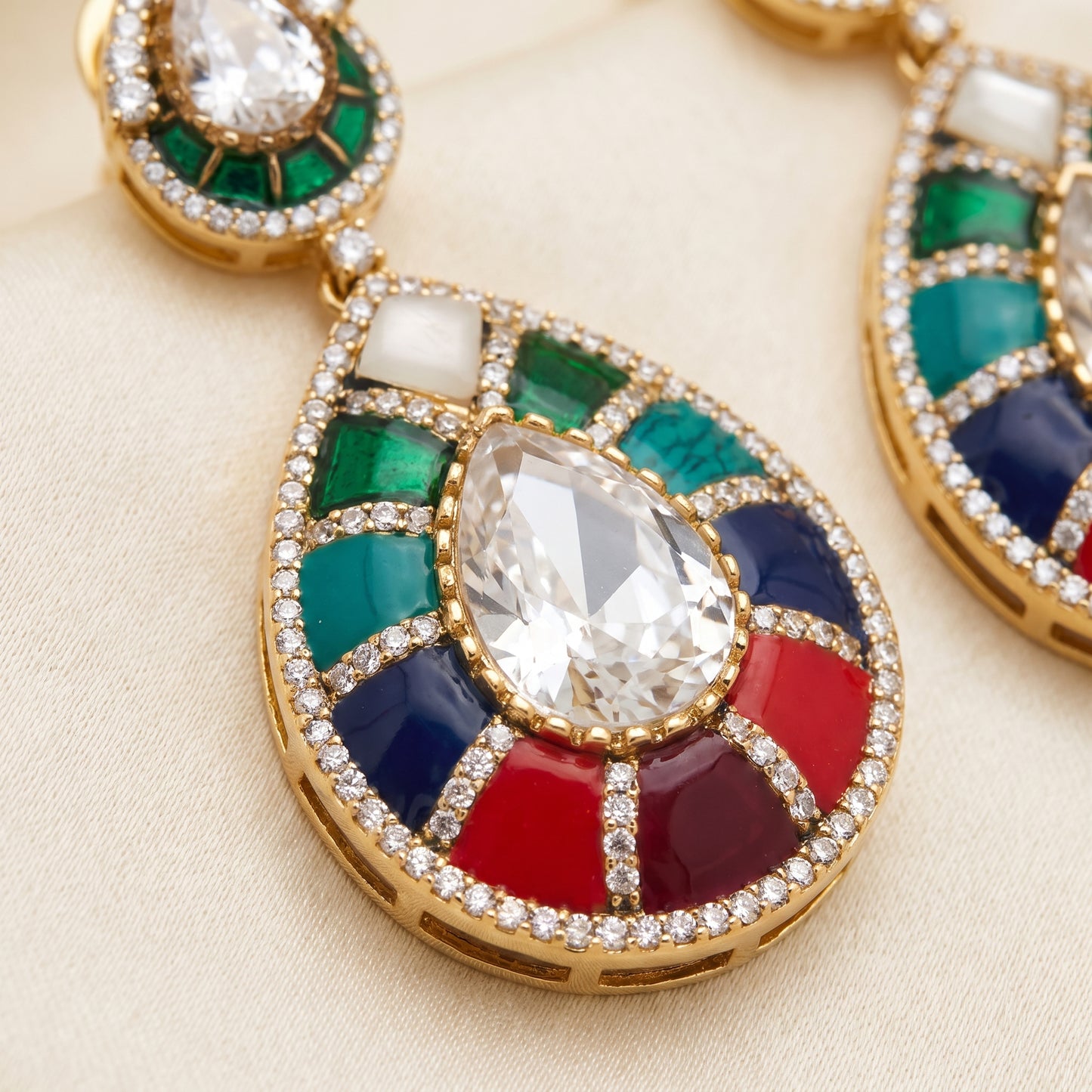 Aliza · Multicolor Enamel AD Drop Earrings | Allure Jewelry by Rushi