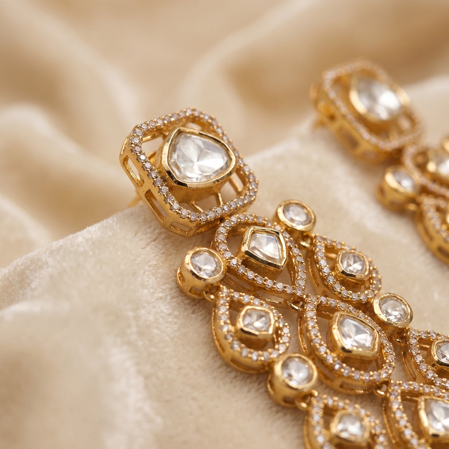 Aleezay · Gold Polki AD Dangler Earrings | Allure Jewelry by Rushi