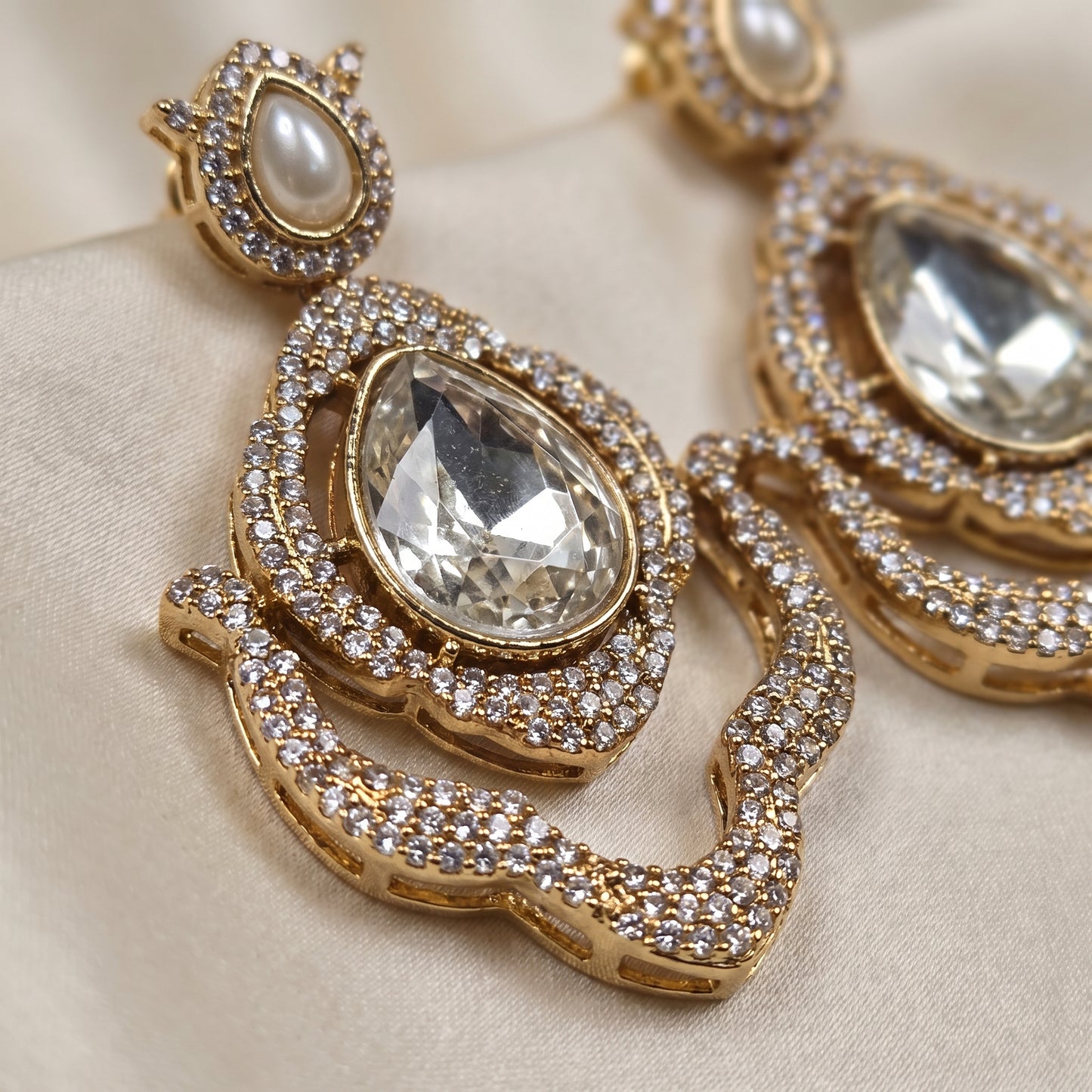 Sarika · Gold AD Chandelier Earrings | Allure Jewelry by Rushi