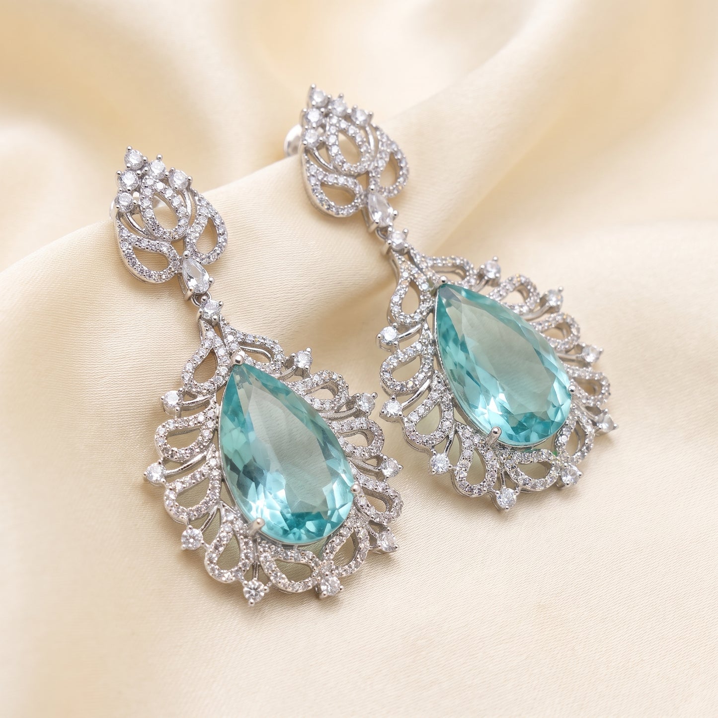 Alishba · Aqua AD Drop Earrings | Allure Jewelry by Rushi