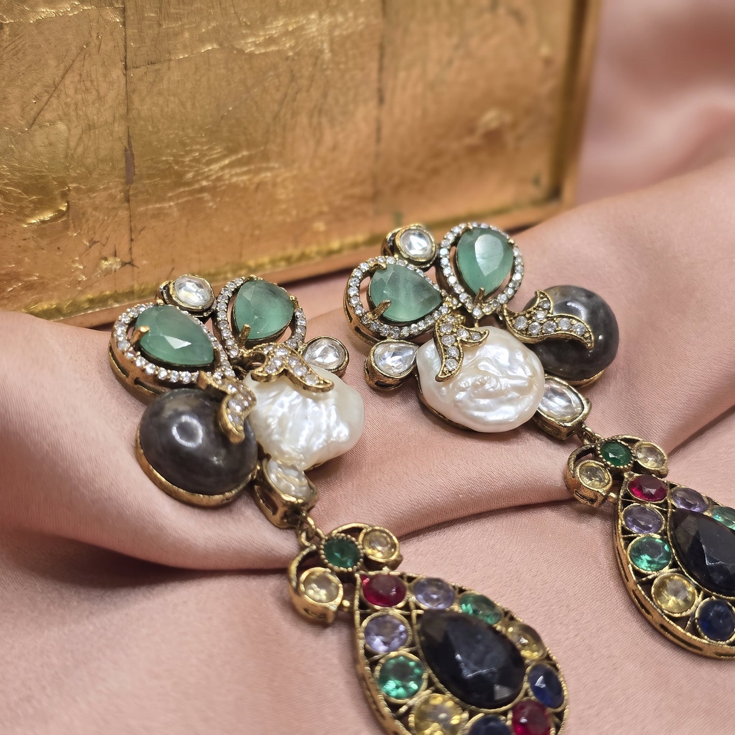 Trisha · Pearl Multi · Stone Drop Earrings | Allure Jewelry by Rushi