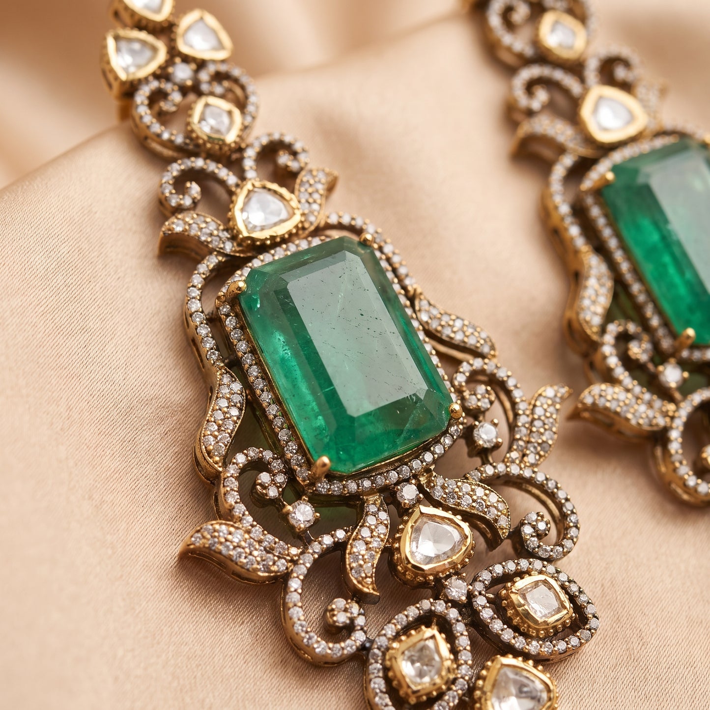 Hibba · Emerald Polki AD Drop Earrings | Allure Jewelry by Rushi