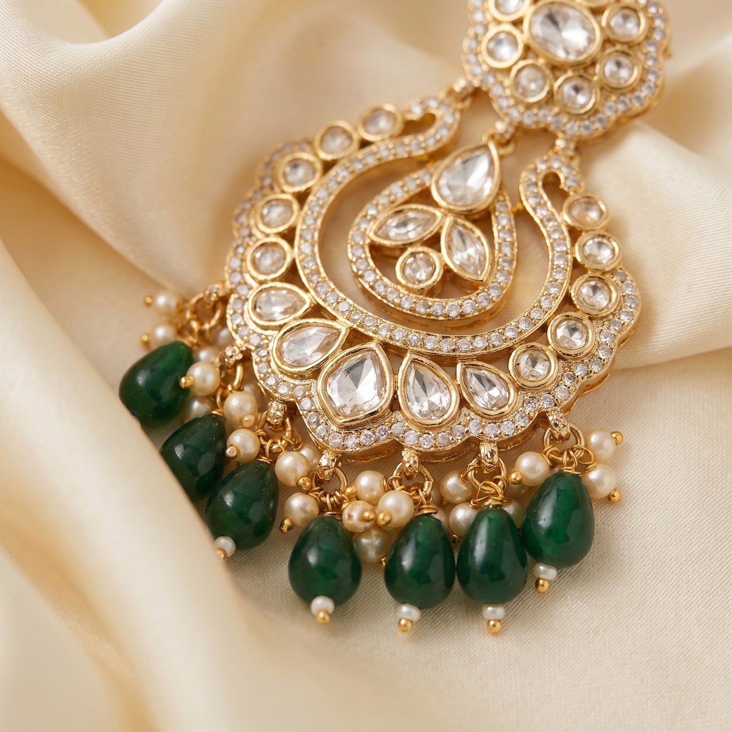 Wania · Gold Polki Emerald Jhumkas | Allure Jewelry by Rushi