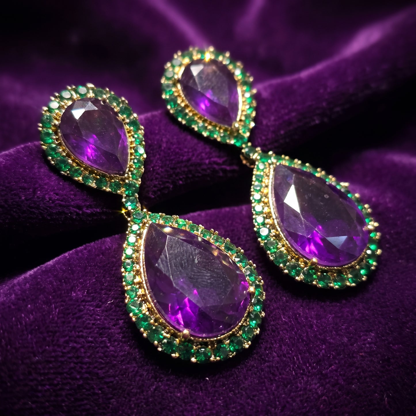 Navleen · Purple Emerald Drop Earrings | Allure Jewelry by Rushi