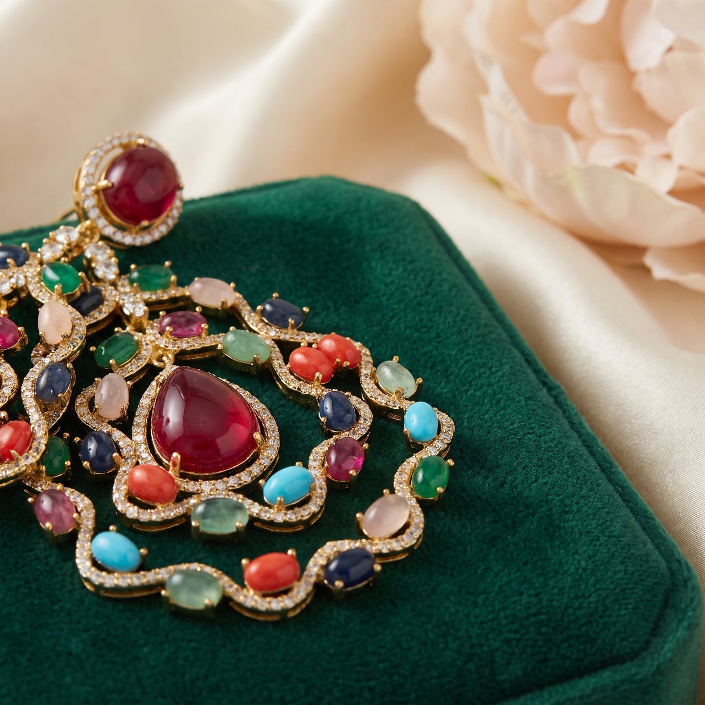 Rubab · Multi · color AD Chandelier Earrings | Allure Jewelry by Rushi