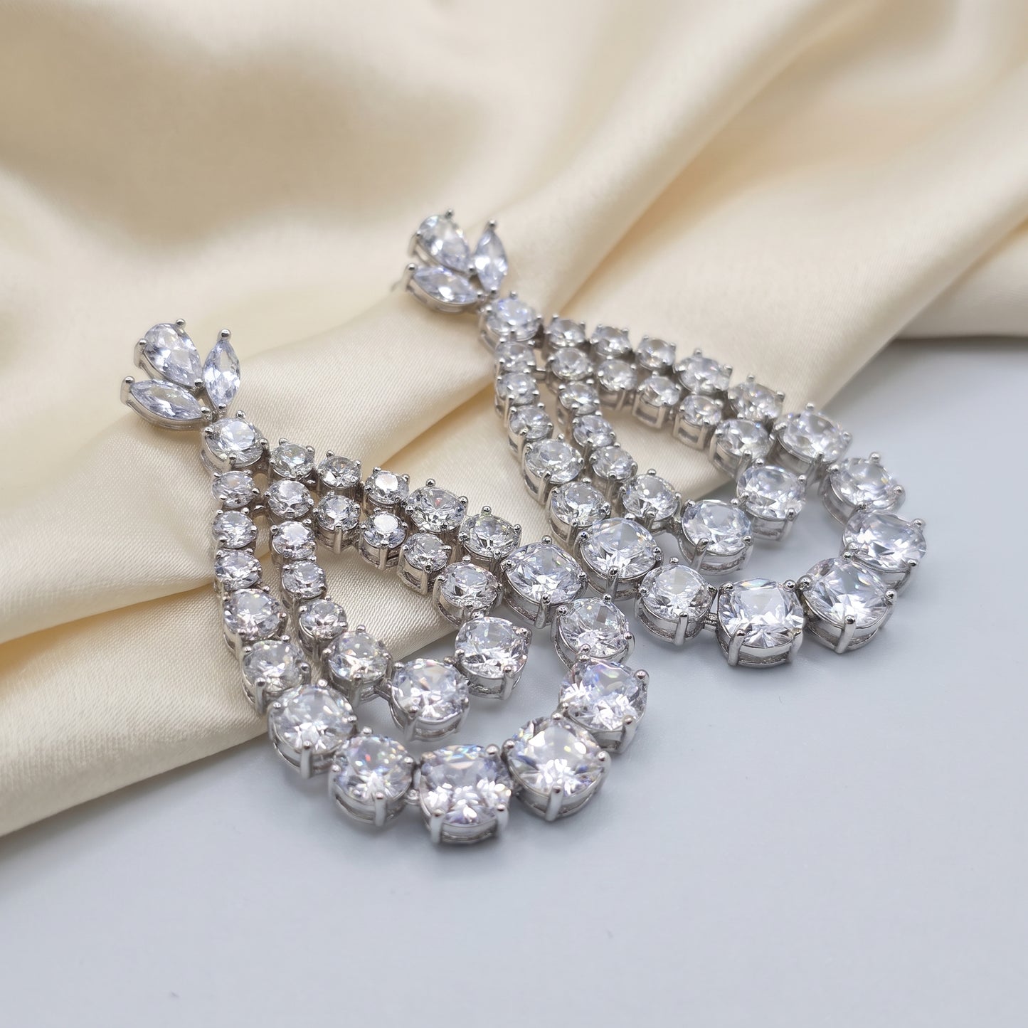 Kinza · Silver AD Drop Earrings | Allure Jewelry by Rushi