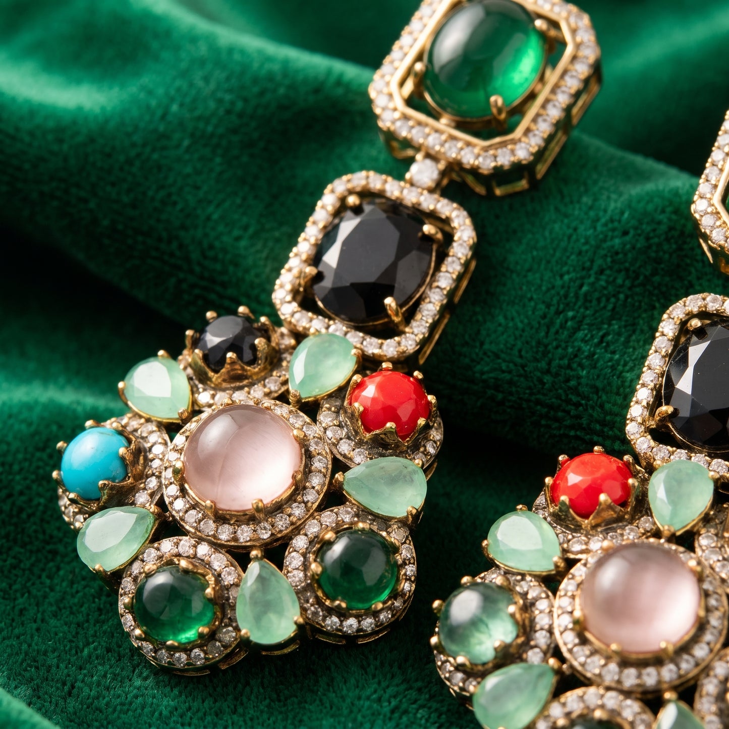 Laiba · Multi · Stone AD Drop Earrings | Allure Jewelry by Rushi