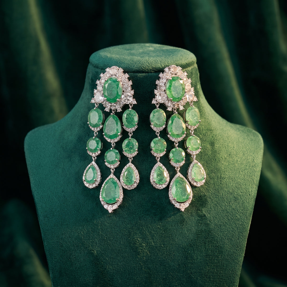 Zara · Emerald AD Chandelier Earrings — studio set | Allure Jewelry by Rushi