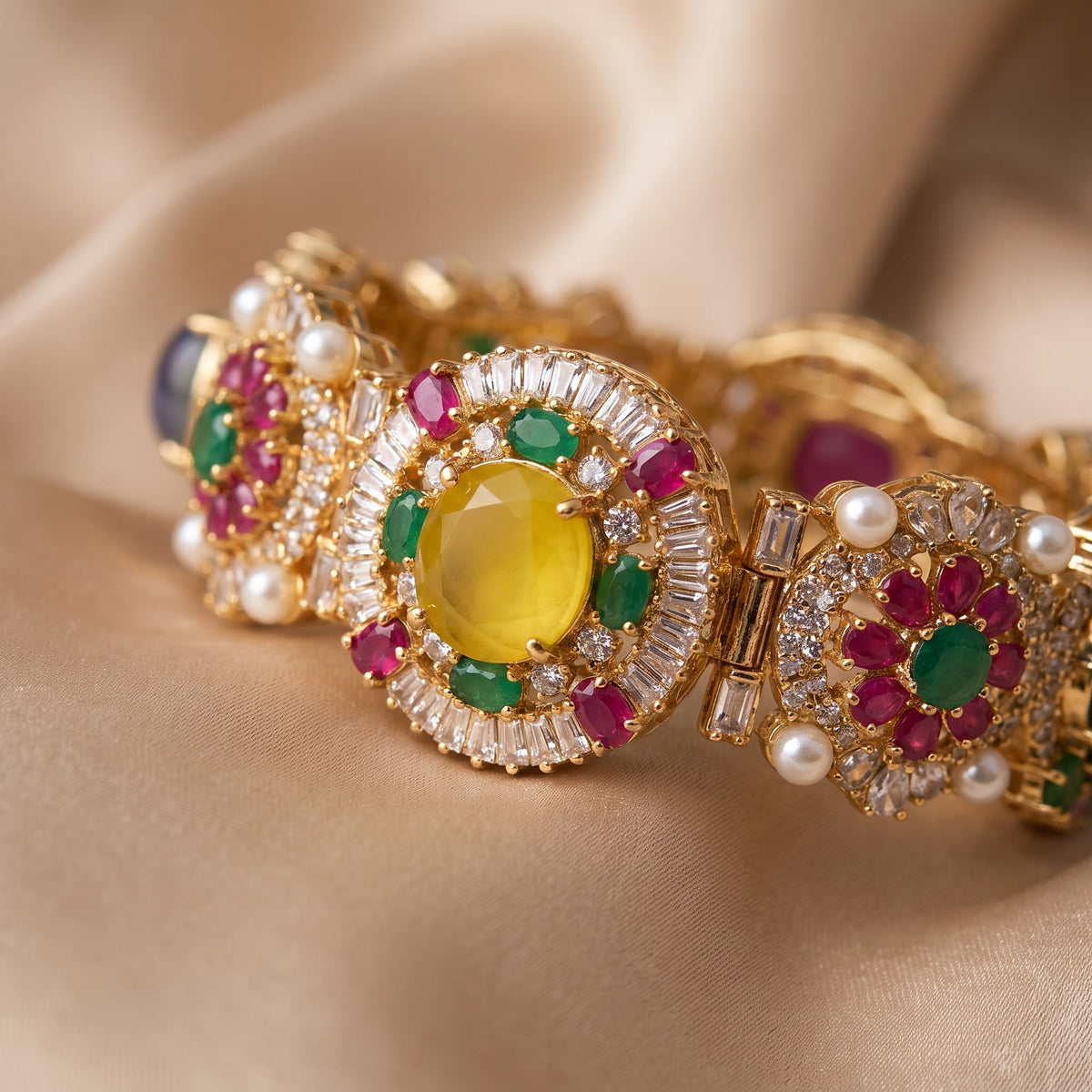 Anjali · Gold Ornate Multi · Stone Bangle Bangles — studio detail | Allure Jewelry by Rushi
