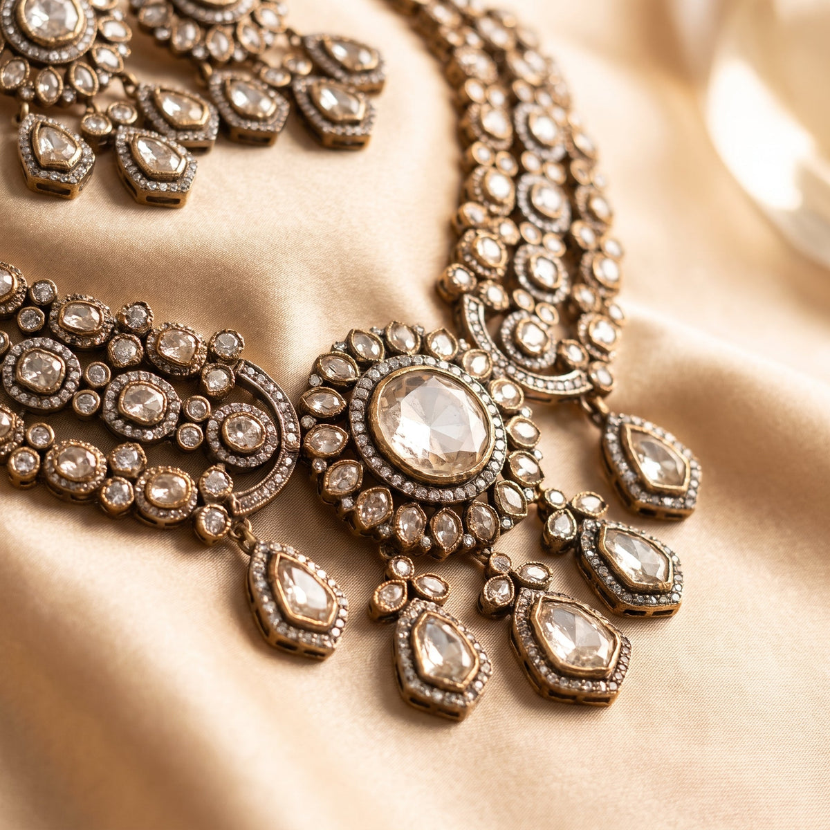 Anjali · Antique Gold Polki Necklace Set — studio detail | Allure Jewelry by Rushi