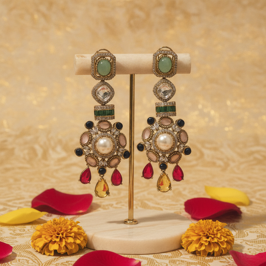 Layla · Multi · stone Pearl Drop Earrings | Allure Jewelry by Rushi