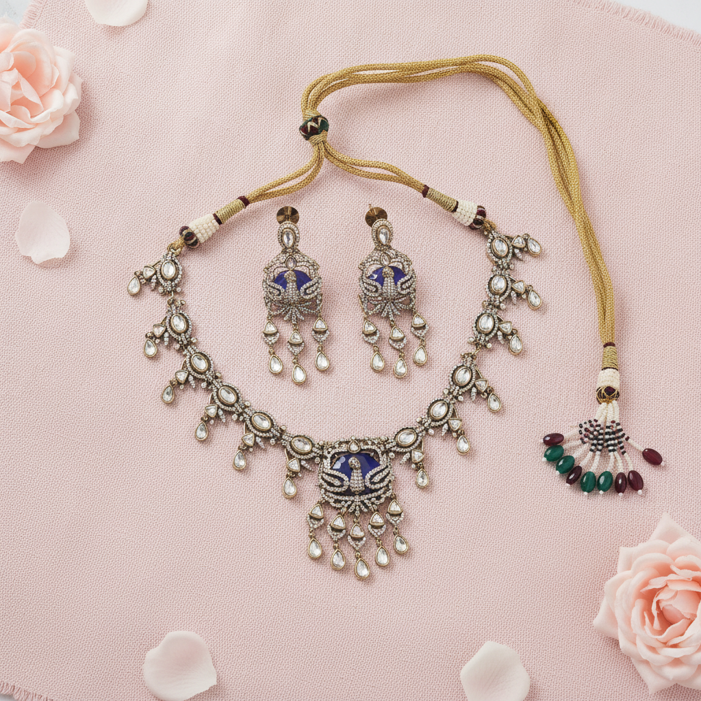 Sana · Antique Gold Blue Stone Set | Allure Jewelry by Rushi