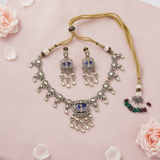 Sana · Antique Gold Blue Stone Set | Allure Jewelry by Rushi