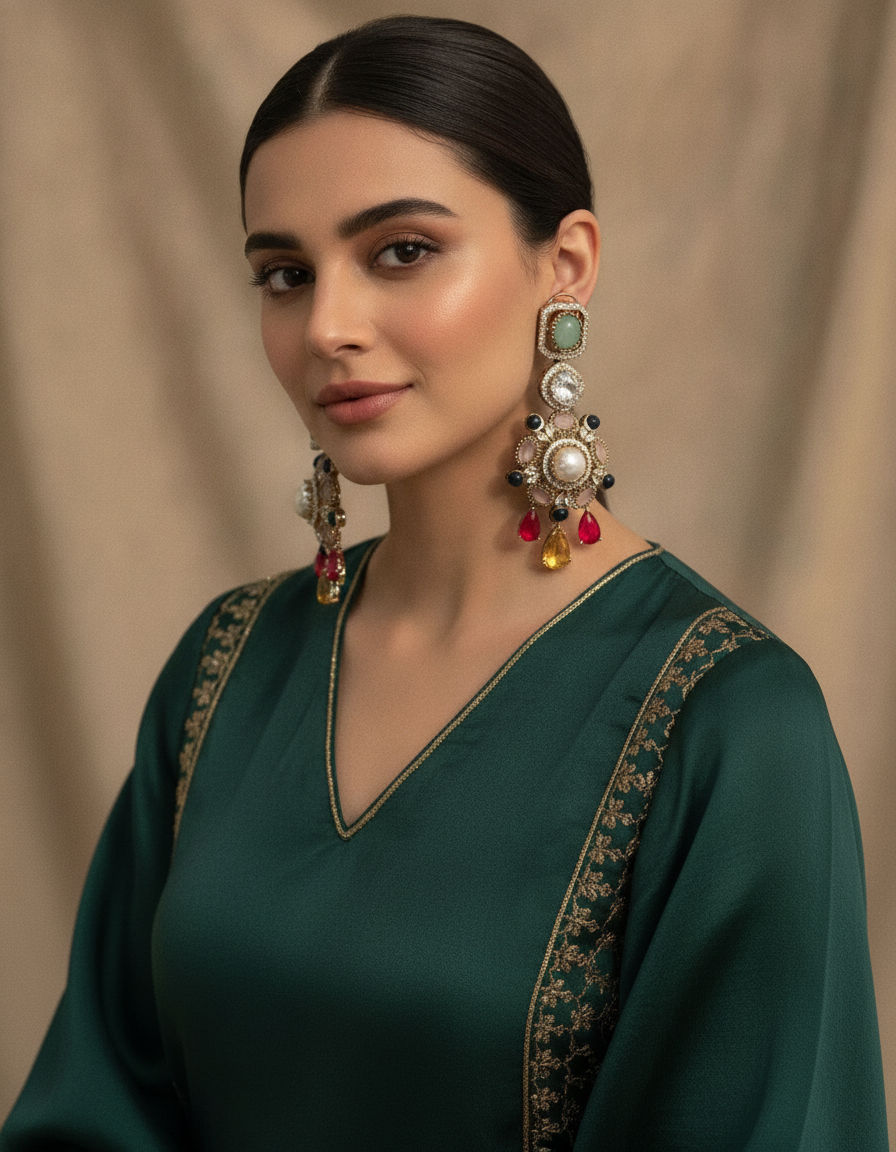 Layla · Multi · stone Pearl Drop Earrings | Allure Jewelry by Rushi