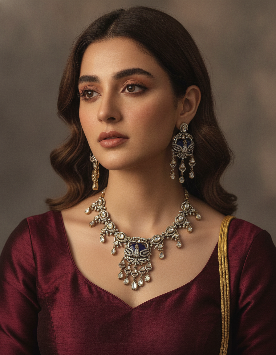 Sana · Antique Gold Blue Stone Set | Allure Jewelry by Rushi