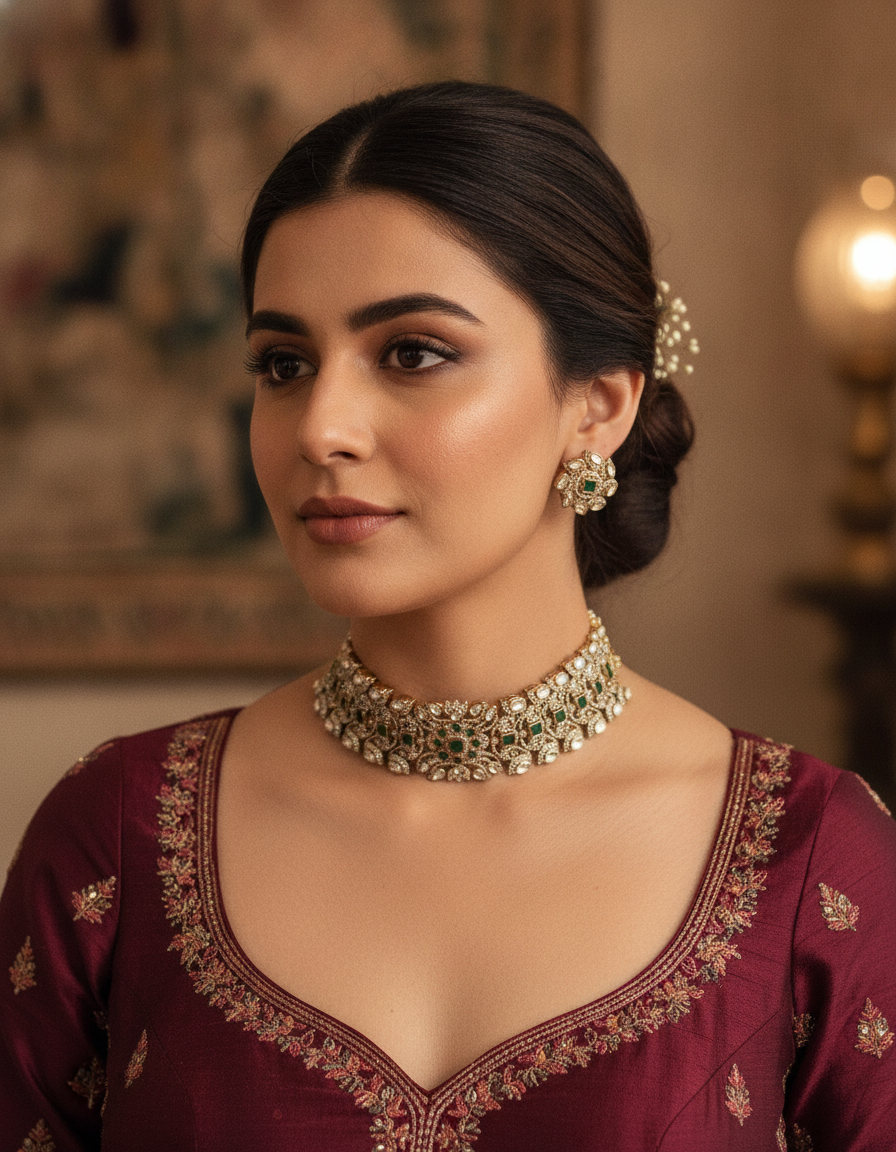 Sana · Emerald Polki AD Choker Set | Allure Jewelry by Rushi