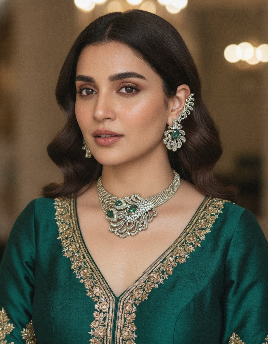 Layla · Emerald AD Choker Set | Allure Jewelry by Rushi