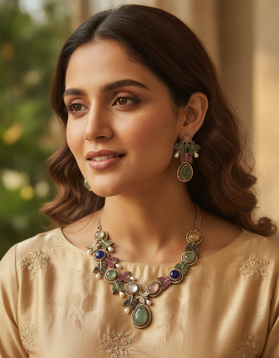 Hana · Multi · Gemstone Floral Set | Allure Jewelry by Rushi