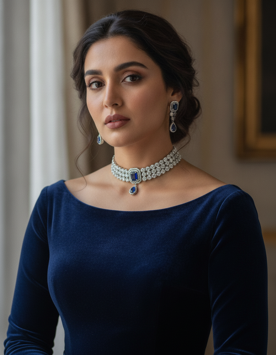 Hareem · Blue AD Choker Set | Allure Jewelry by Rushi