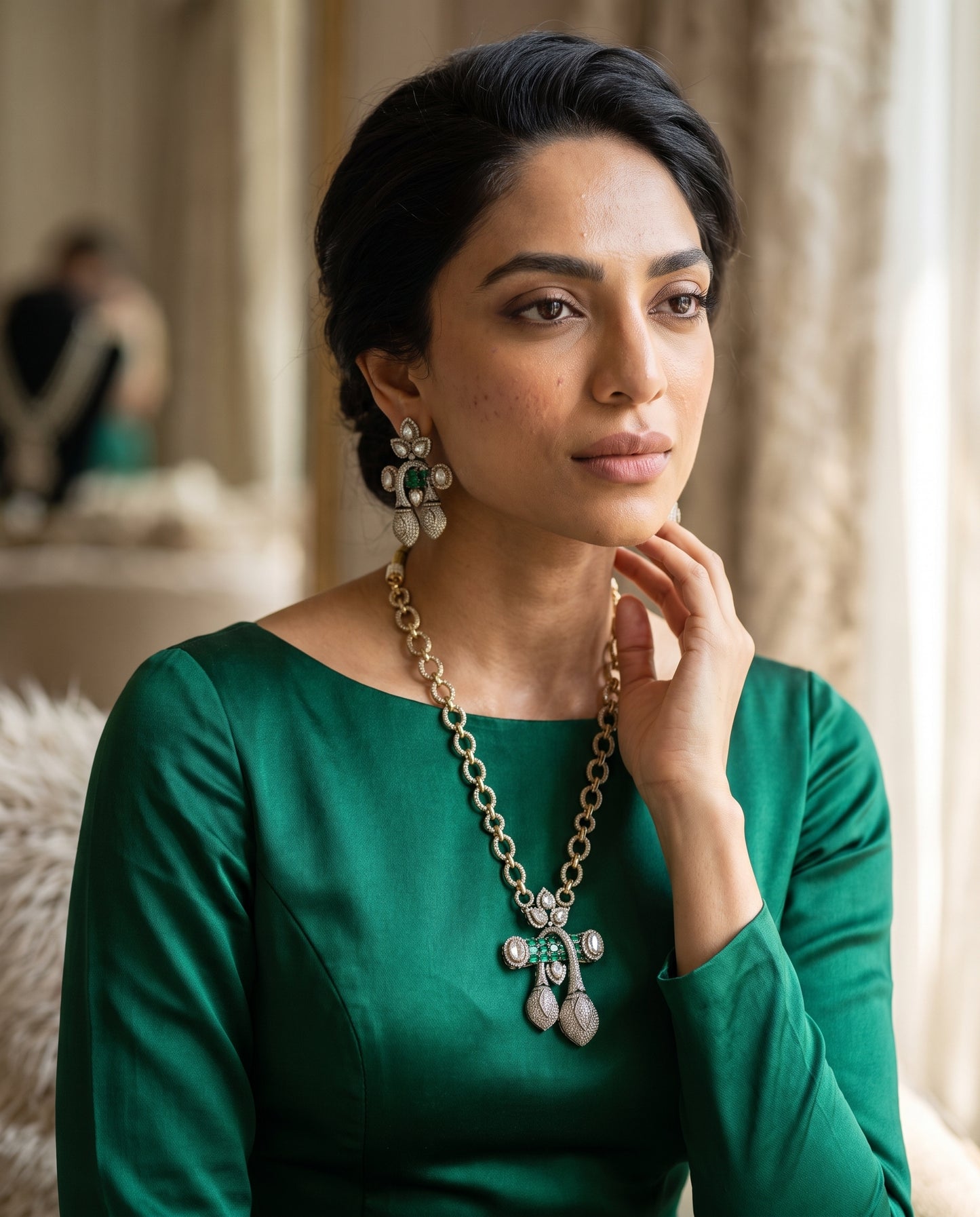 Emaan · Green AD Necklace Set | Allure Jewelry by Rushi