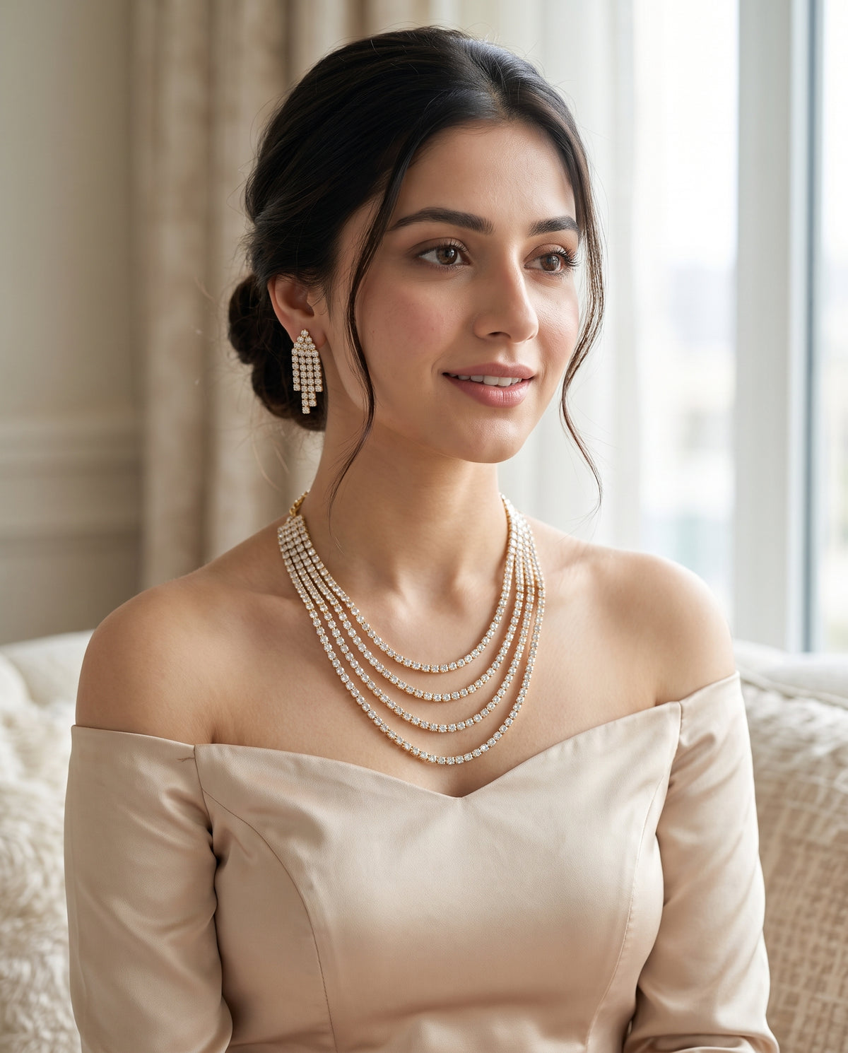 Aanya · Gold AD Layered Necklace Set