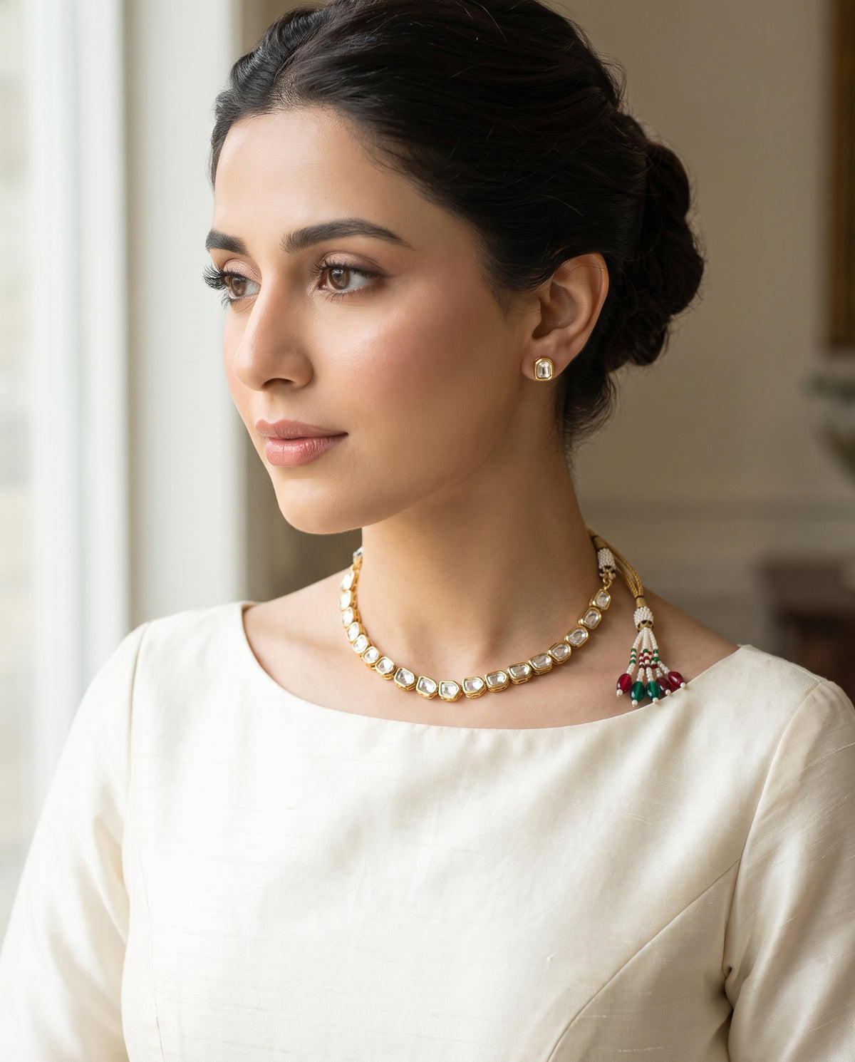 Eshe · Gold Polki Necklace Set — styled on model | Allure Jewelry by Rushi
