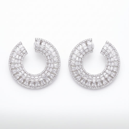 Manha · Silver AD Hoop Earrings — pure white studio view | Allure Jewelry by Rushi