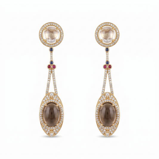 Eshe · Gold AD Stone Drop Earrings — pure white studio view | Allure Jewelry by Rushi