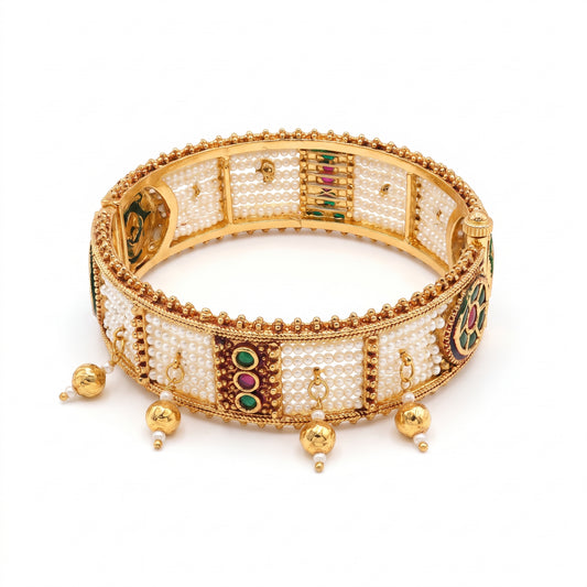 Meher · Gold Pearl Bangle Bangles — pure white studio view | Allure Jewelry by Rushi