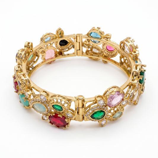 Keya · Multi · Stone Kundan Bracelet — pure white studio view | Allure Jewelry by Rushi