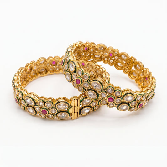 Amrita · Gold Polki Ruby Bangles — pure white studio view | Allure Jewelry by Rushi