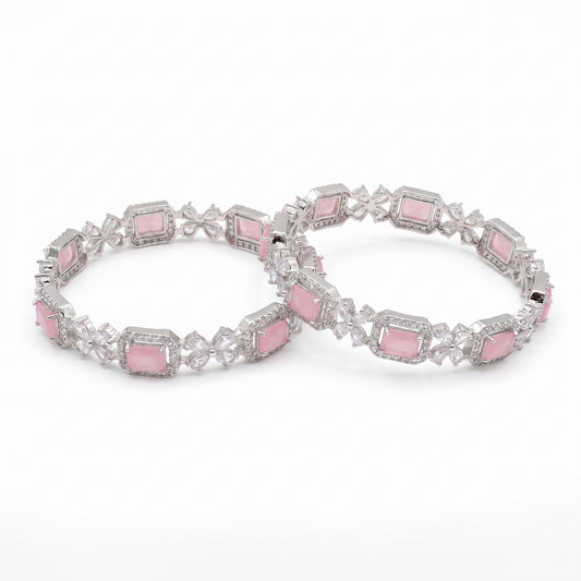 Aleena · Pink AD Bangles Set — pure white studio view | Allure Jewelry by Rushi