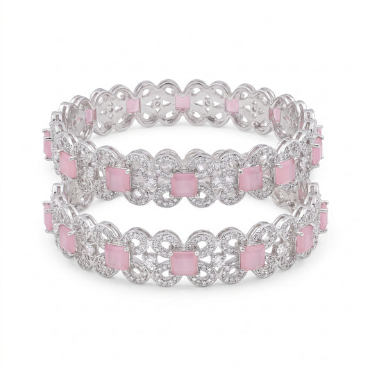 Sukhmani · Pink AD Bangles — pure white studio view | Allure Jewelry by Rushi