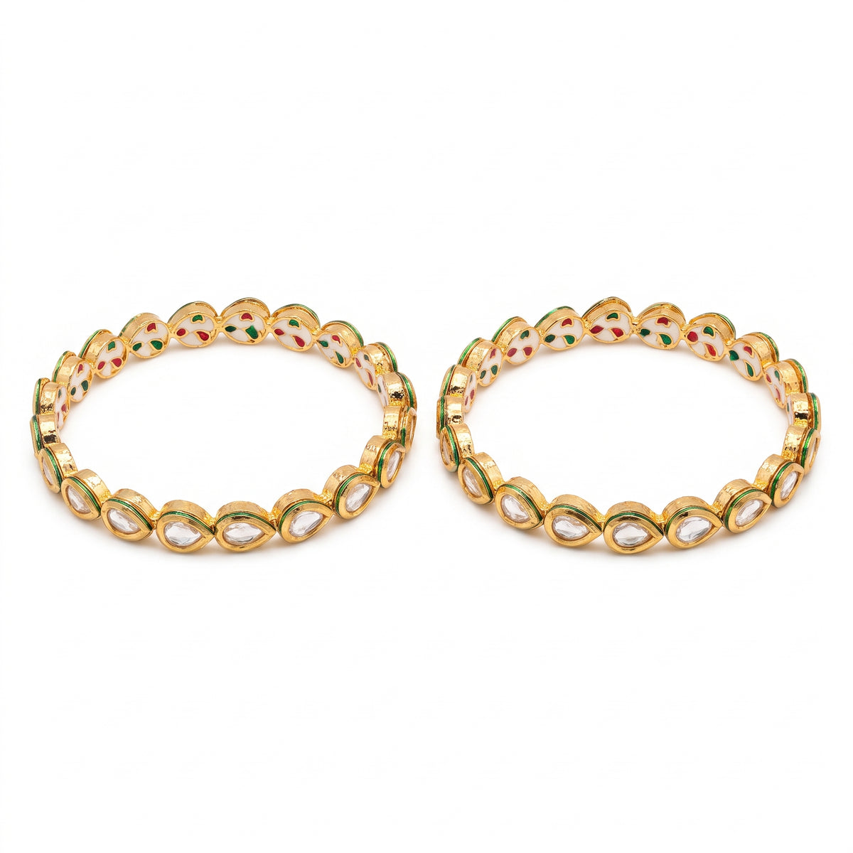 Sukhmani · Gold Polki Meenakari Bangles — pure white studio view | Allure Jewelry by Rushi