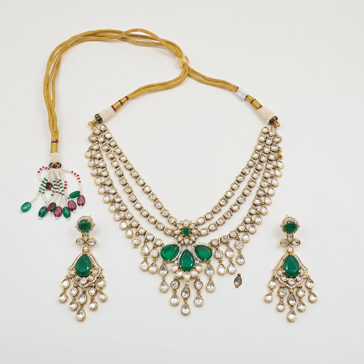 Saanvi · Emerald Kundan Choker Set — pure white studio view | Allure Jewelry by Rushi
