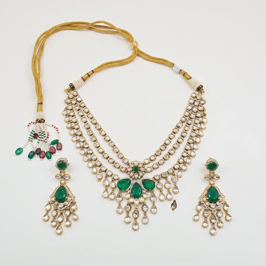 Saanvi · Emerald Kundan Choker Set — pure white studio view | Allure Jewelry by Rushi